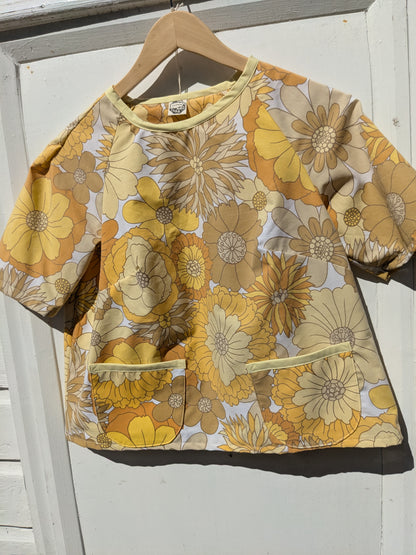 Handmade Vintage Yellow Floral Raglan Sleeve Top (Size 8)