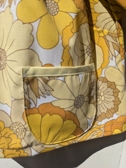 Handmade Vintage Yellow Floral Raglan Sleeve Top (Size 12)