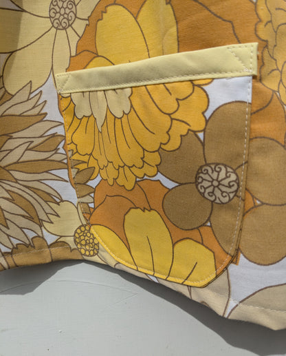 Handmade Vintage Yellow Floral Raglan Sleeve Top (Size 8)