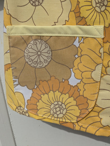 Handmade Vintage Yellow Floral Raglan Sleeve Top (Size 16)