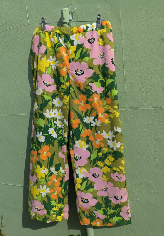 Handmade Vintage Fabric Floral Trousers