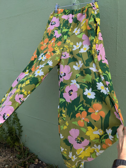 Handmade Vintage Fabric Floral Trousers