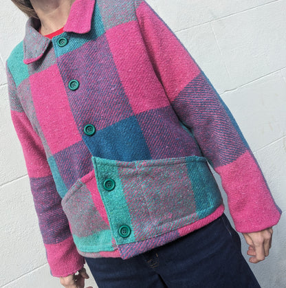 Vintage Woolen Check Blanket Jacket